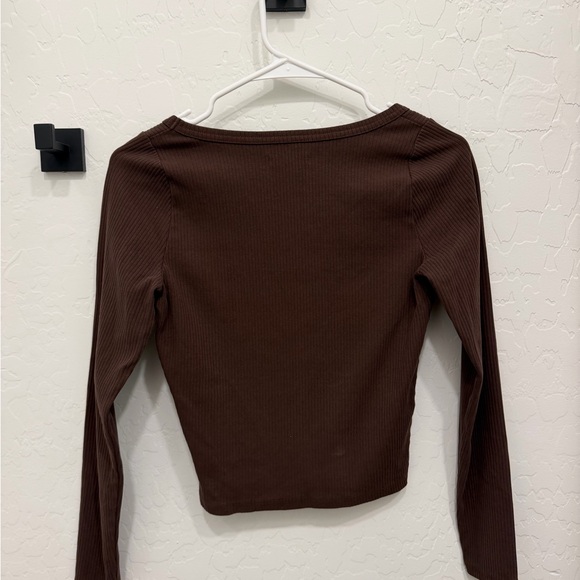 Madewell Chocolate Ribbed Long Sleeve Top - Picture 2 of 4